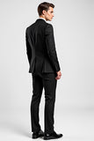 Formal Black Peak Lapel One Button Slim-Fit Men Suits