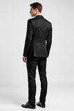 Formal Black Peak Lapel One Button Slim-Fit Men Suits