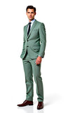 Grey Green Slim-Fit Notched Lapel Single Breasted Men Suits