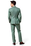 Grey Green Slim-Fit Notched Lapel Single Breasted Men Suits