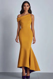 Yellow One Shoulder Formal Dress