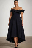 Off The Shoulder Black A Line Satin Choir Dress