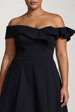 Off The Shoulder Black A Line Satin Choir Dress