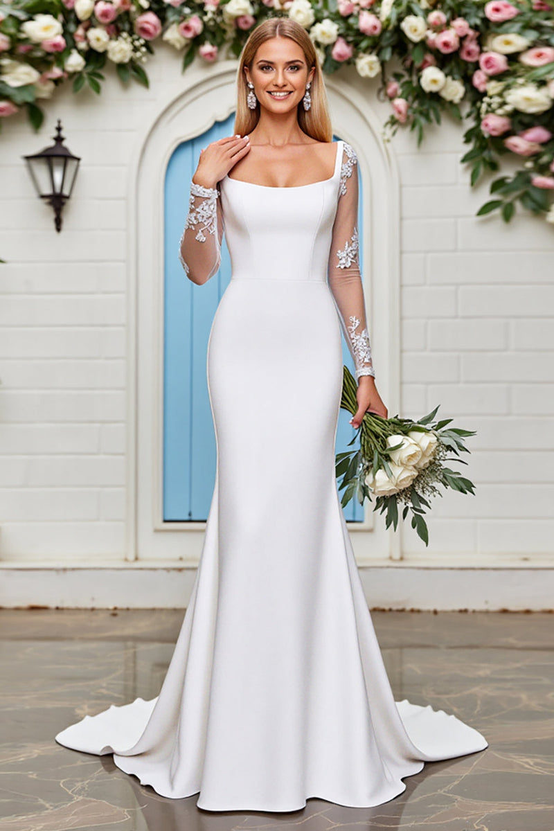 Load image into Gallery viewer, Mermaid Lace Stretch Satin Ivory Wedding Dress