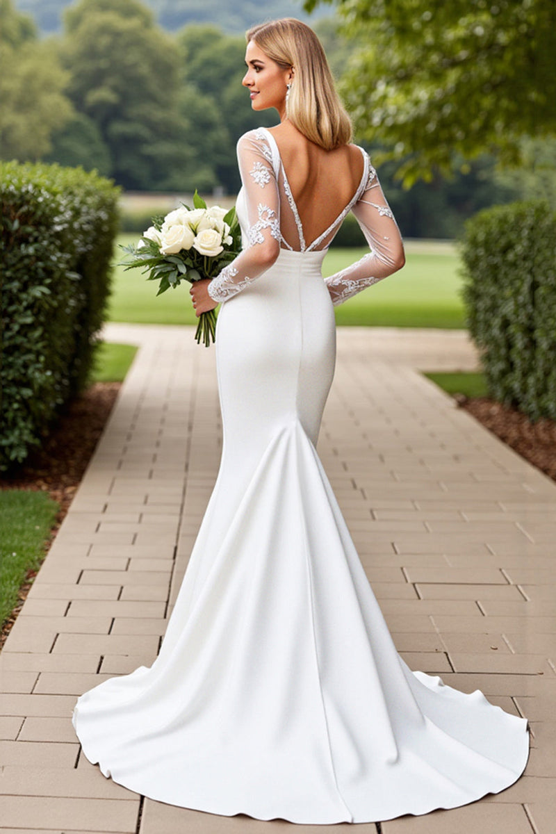 Load image into Gallery viewer, Mermaid Lace Stretch Satin Ivory Wedding Dress