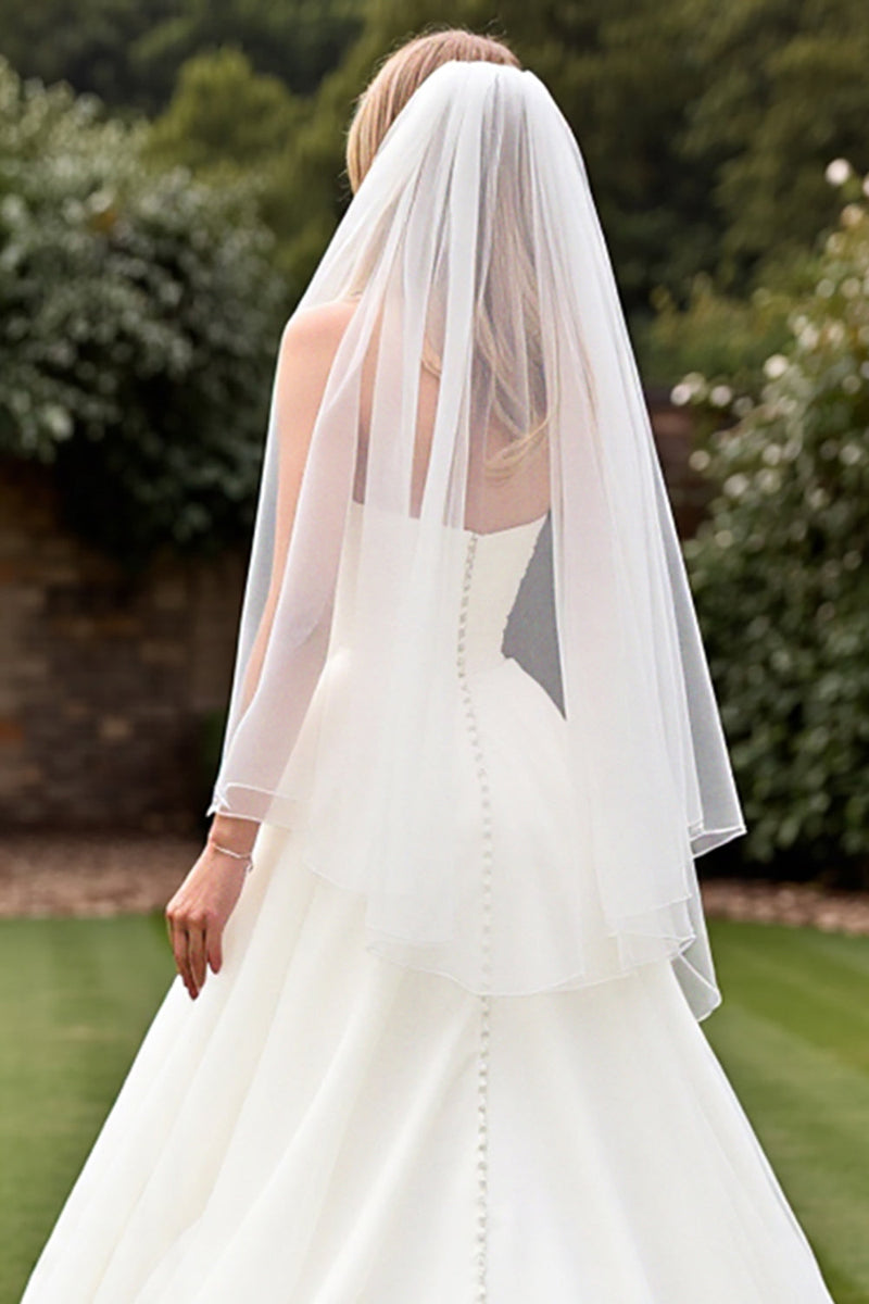Load image into Gallery viewer, Stretch Satin Organza Ivory A Line Strapless Wedding Dress
