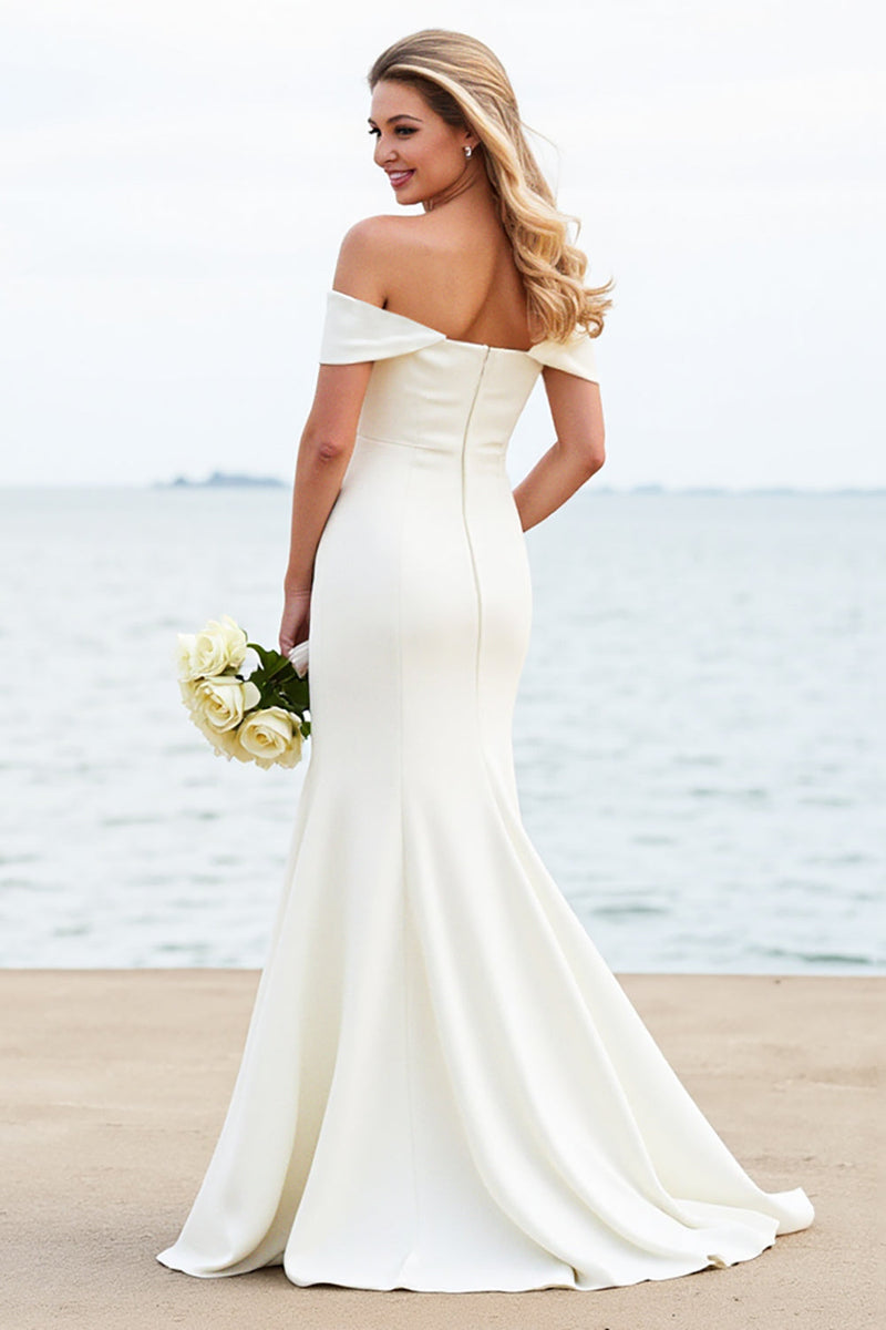 Load image into Gallery viewer, Mermaid Ivory Off The Shoulder Wedding Dress With Appliques