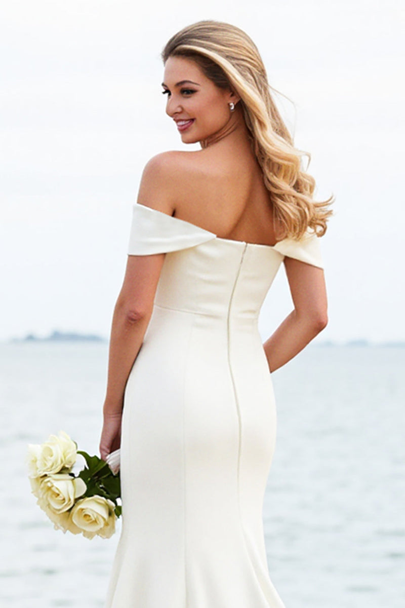 Load image into Gallery viewer, Mermaid Ivory Off The Shoulder Wedding Dress With Appliques