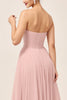 Load image into Gallery viewer, Blush Pink A-Line Strapless Tulle Long Bridesmaid Dress