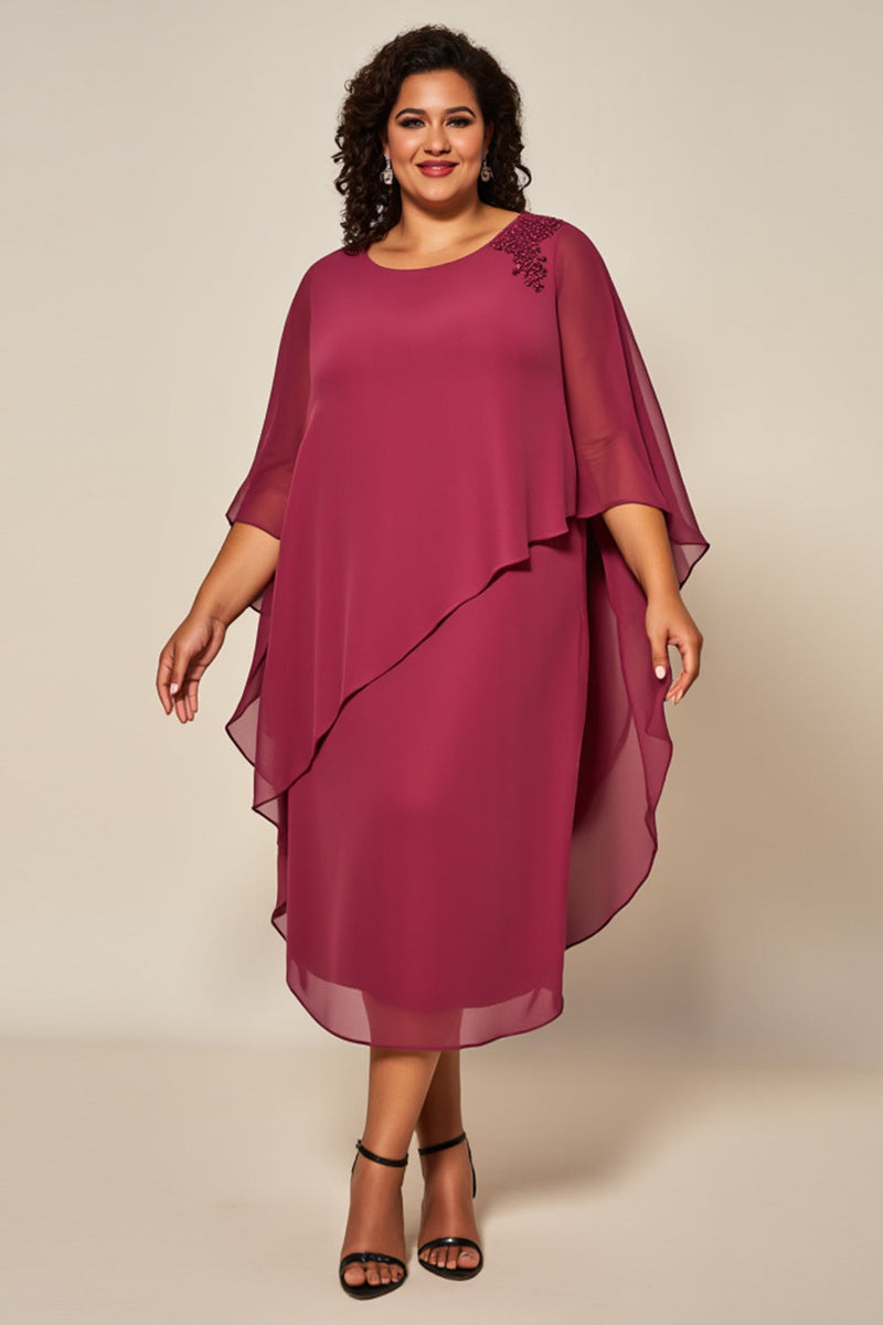 Load image into Gallery viewer, Desert Rose Chiffon A Line Plus Size Mother Of Bride Dress