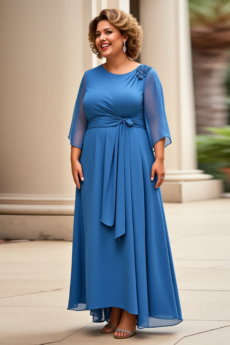 Load image into Gallery viewer, Royal Blue Plus Size Chiffon Mother of the Bride Dress