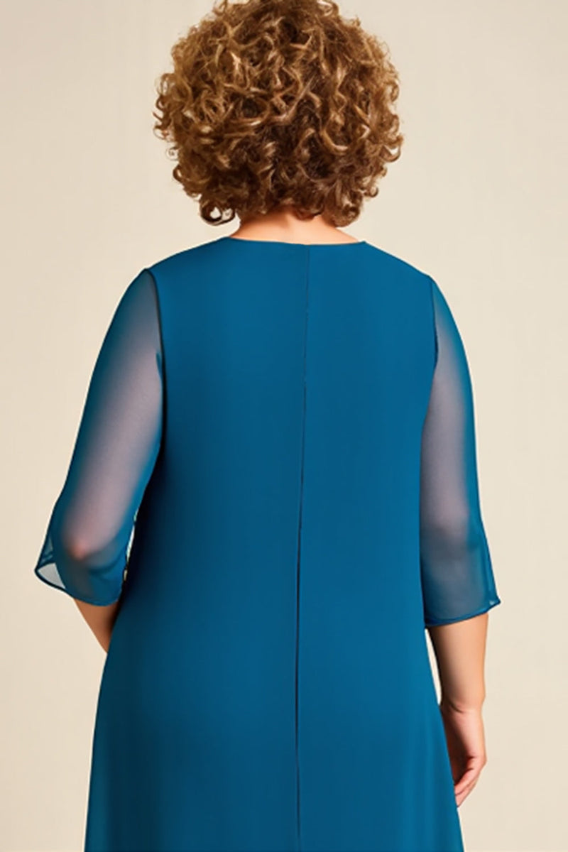 Load image into Gallery viewer, Ink Blue Plus Size Chiffon Mother of The Bride Pant Suits