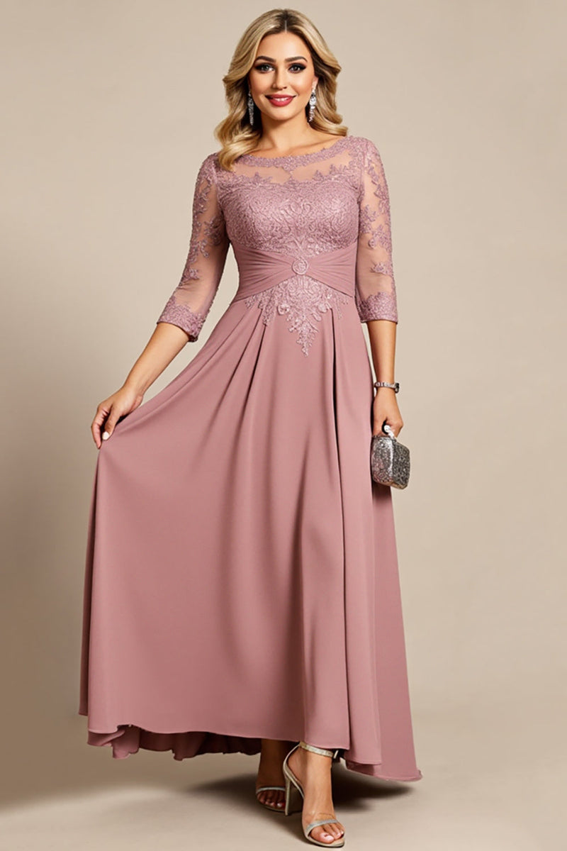Load image into Gallery viewer, Dusty Rose A Line Lace Chiffon Plus Size Mother of the Bride Dress