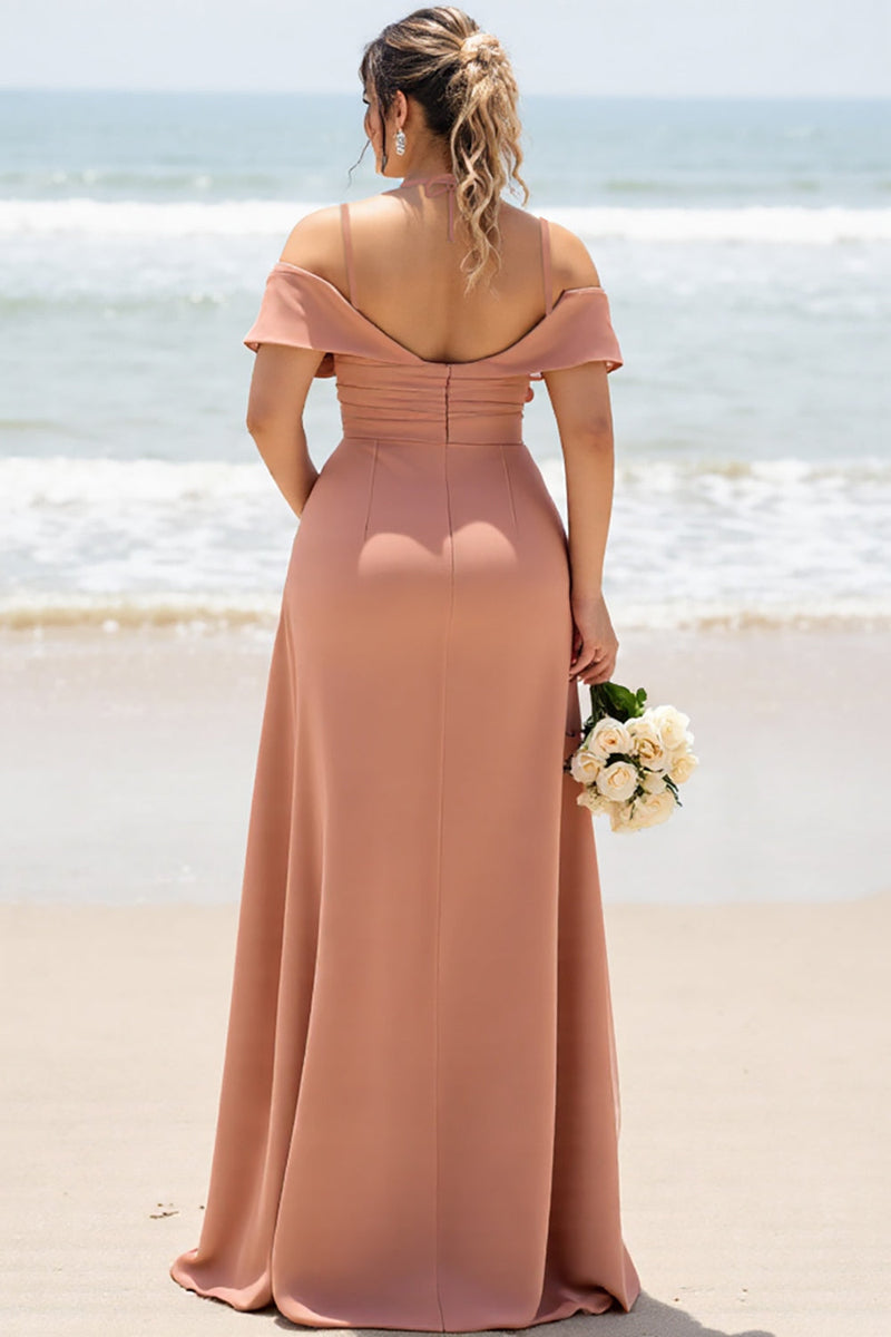 Load image into Gallery viewer, Off The Shoulder Sunset A Line Long Bridesmaid Dress