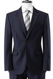 Dark Blue Notched Lapel 2 Pieces Slim Fit Groomsmen Suits