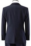 Dark Blue Notched Lapel 2 Pieces Slim Fit Groomsmen Suits