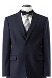 Dark Blue Notched Lapel 2 Pieces Slim Fit Groomsmen Suits