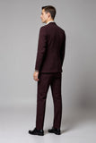 Burgundy Notched Lapel 2 Piece Men's Suits