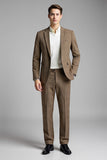 Classic Khaki Checked 2 Piece Men's Suit