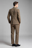 Classic Khaki Checked 2 Piece Men's Suit