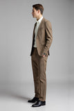 Classic Khaki Checked 2 Piece Men's Suit