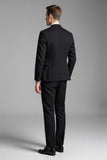 Black Notched Lapel 3 Piece Men's Suits