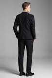 Black Notched Lapel 3 Piece Men's Suits