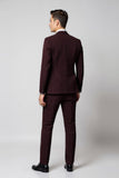 Notched Lapel Slim Fit 2 Piece Burgundy Men's Suits