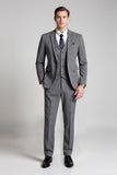 Classic Checked Grey Slim Fit 3 Piece Men's Suit