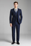 Navy 3 Piece Notched Lapel Pinstripe Men's Suit