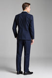 Navy 3 Piece Notched Lapel Pinstripe Men's Suit