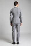 Grey Slim Fit Checked Notched Lapel 3 Piece Men's Suit