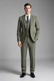 Grey Green Checked 3 Piece Men’s Suit