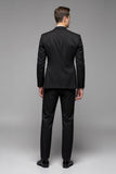 Black Slim Fit Notched Lapel One Button Solid 3 Piece Men's Suit