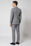 Elegant Grey 3 Piece Notched Lapel One Button Plaid Men's Suit