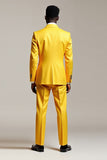 Yellow Peak Lapel Double Breasted Men's Prom Suits