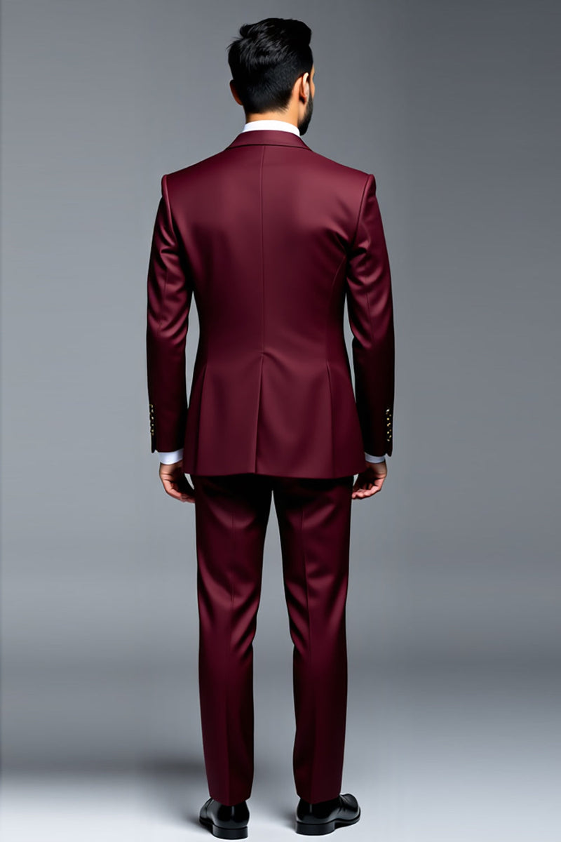 Load image into Gallery viewer, Burgundy Double Breasted Notched Lapel Men&#39;s Prom Suits