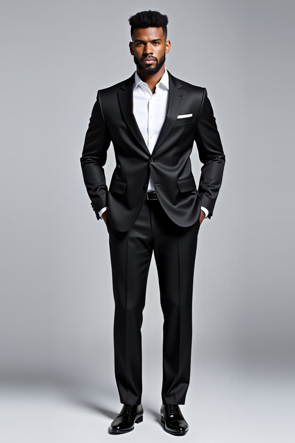 Black Slim Fit 2 Piece Notched Lapel Men's Suit
