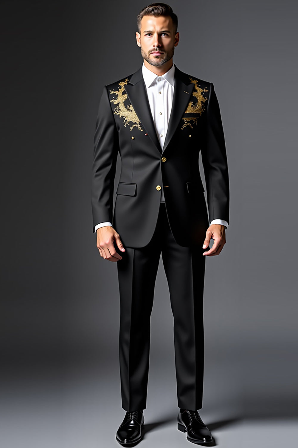 Black Lapel Single Breasted 2 pieces Men's Suits