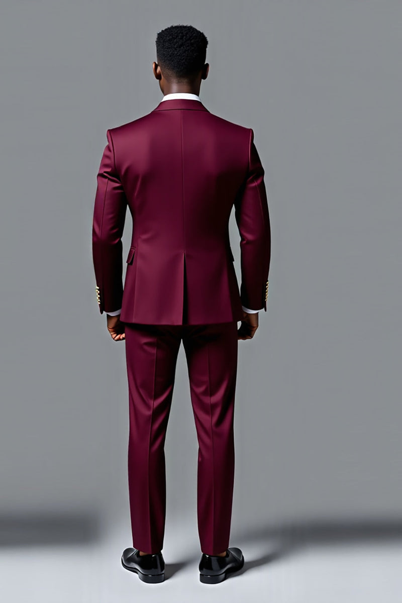 Load image into Gallery viewer, Burgundy Double-breasted 2 pieces Men&#39;s Suits