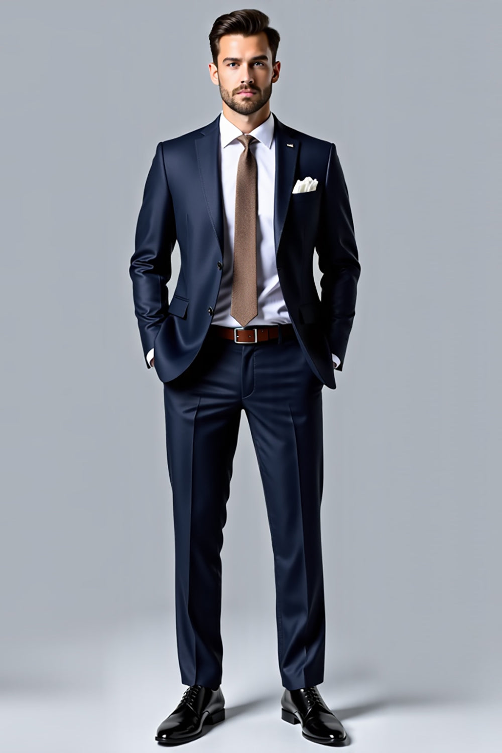 Dark Blue Lapel Single Breasted 2 pieces Men's Suits