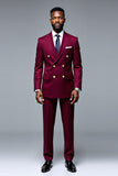 Burgundy Peak Lapel 2 Pieces Men's Prom Suits