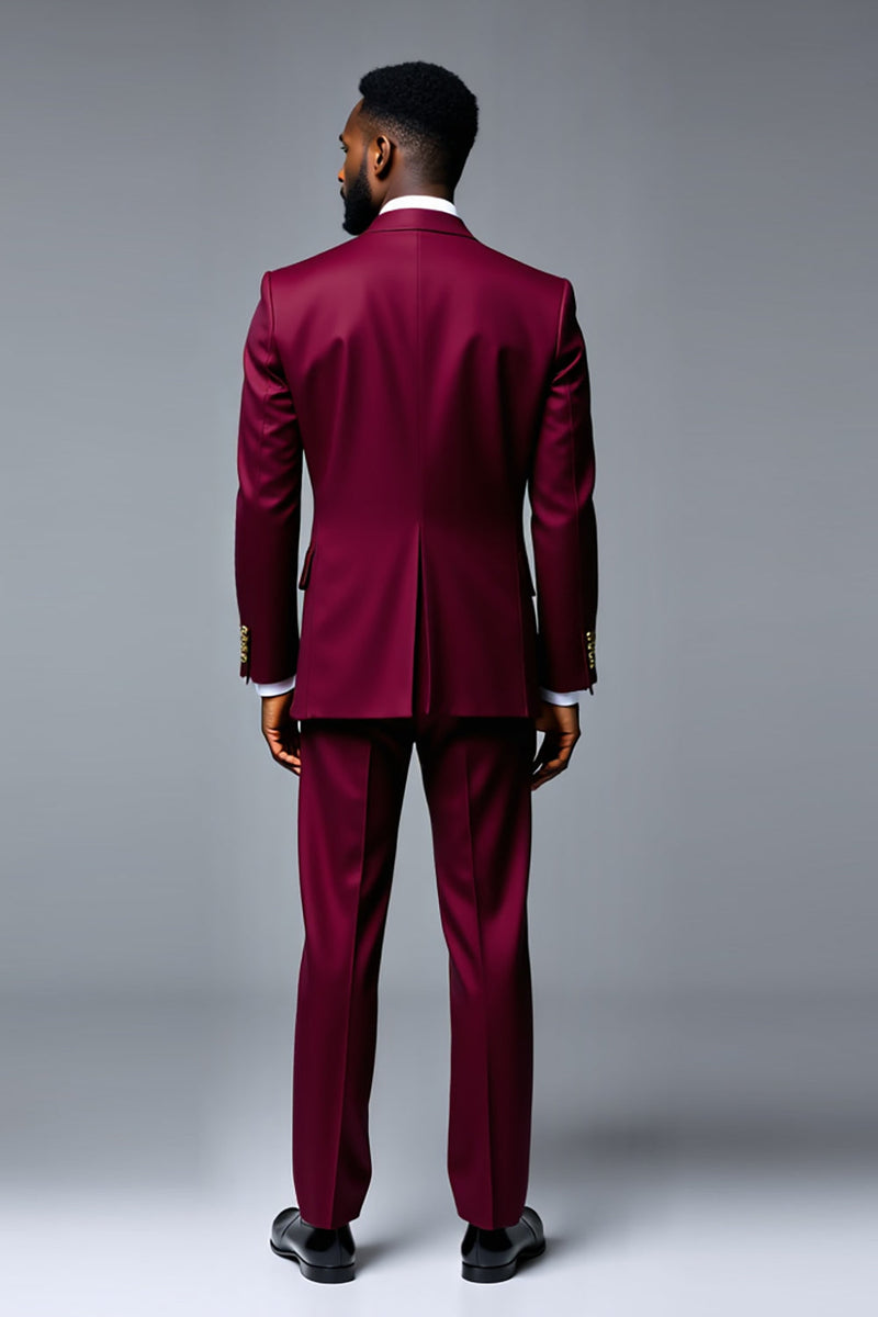 Load image into Gallery viewer, Burgundy Peak Lapel 2 Pieces Men&#39;s Prom Suits