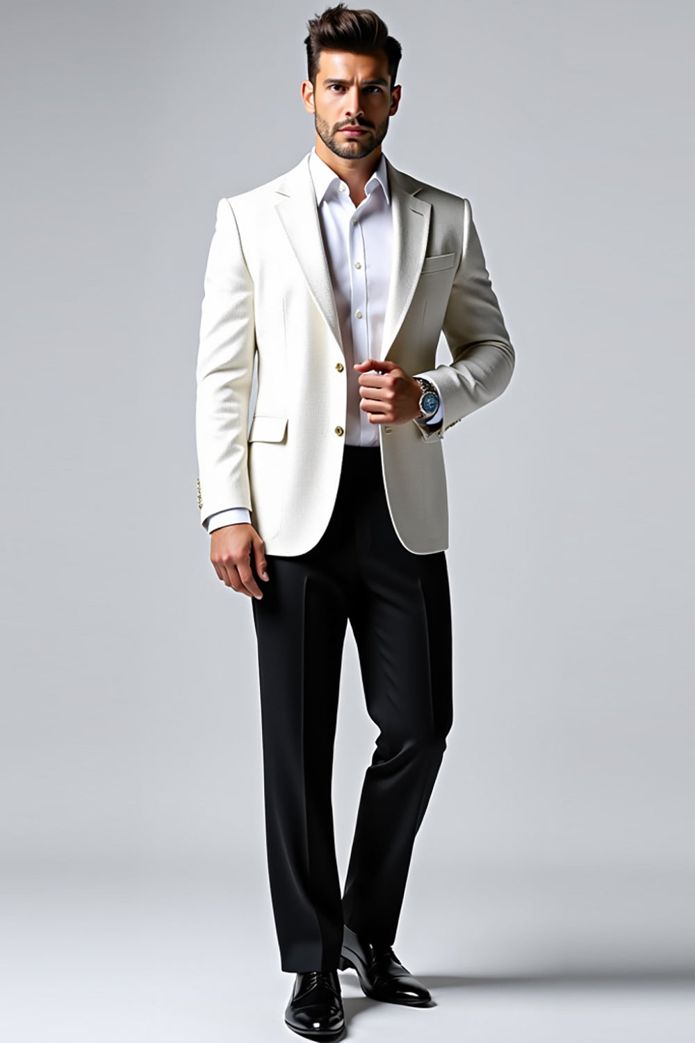 White Notched Lapel 2 Pieces Men's Prom Suits