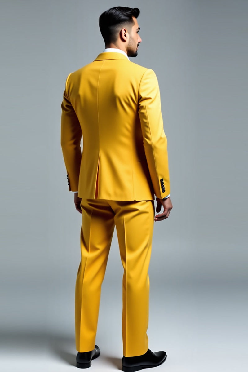 Load image into Gallery viewer, Men&#39;s Yellow Double Breasted 2 Pieces Notched lapel Prom Suits
