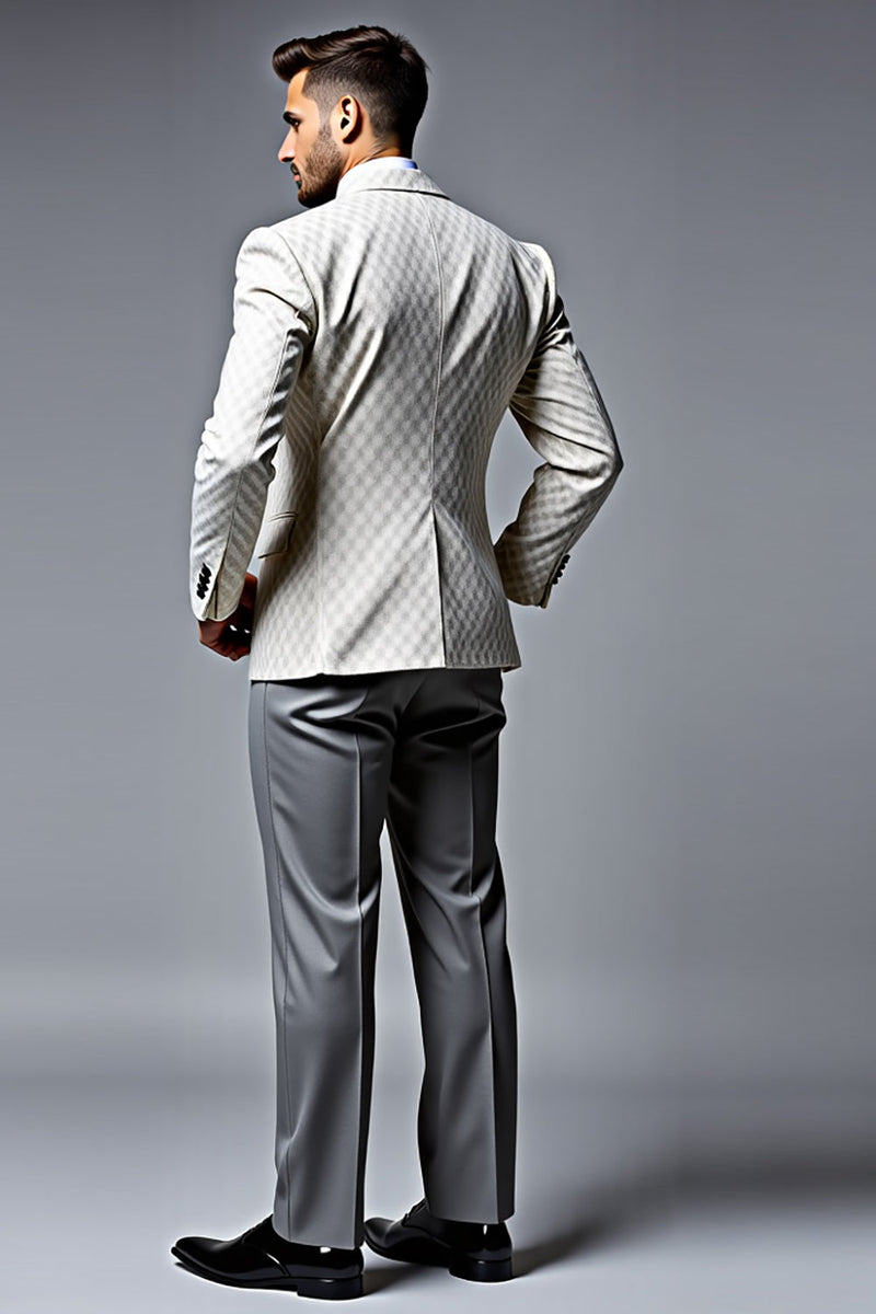 Load image into Gallery viewer, Men&#39;s Ivory Double Breasted Notched lapel 3 Pieces Prom Suits