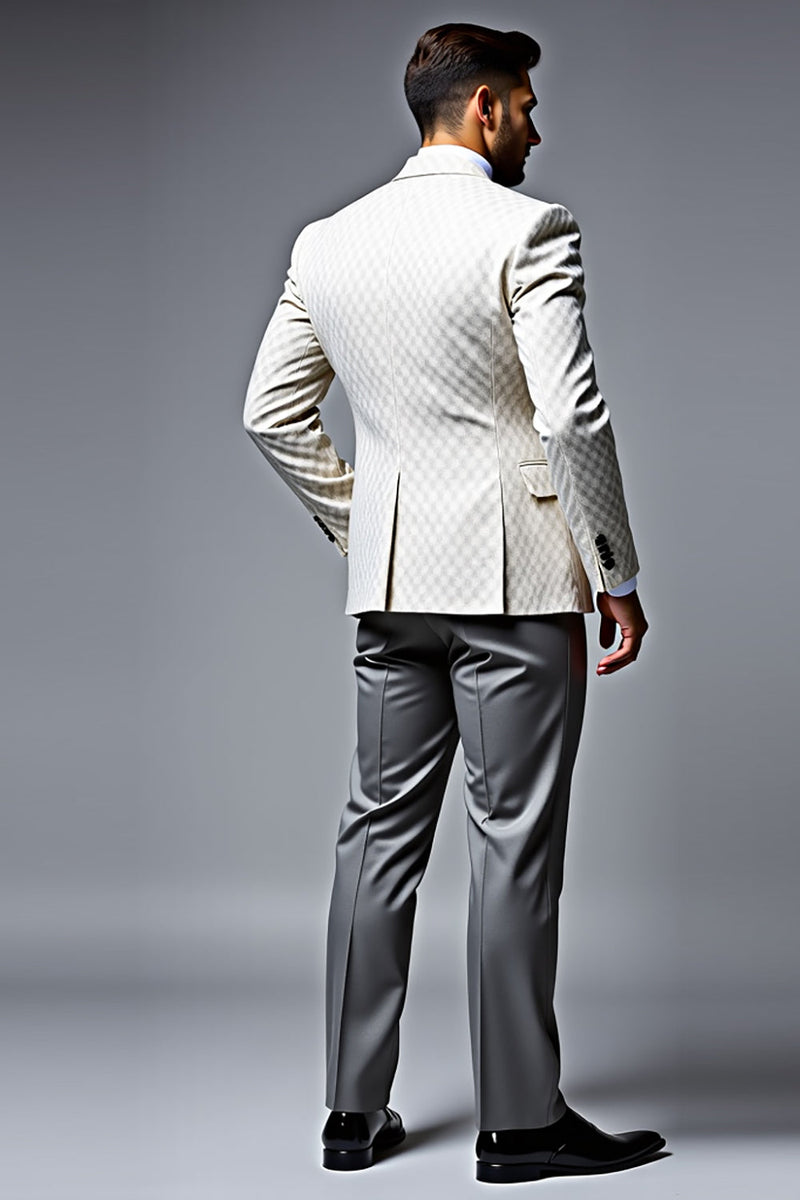 Load image into Gallery viewer, Men&#39;s Ivory Double Breasted Notched lapel 3 Pieces Prom Suits