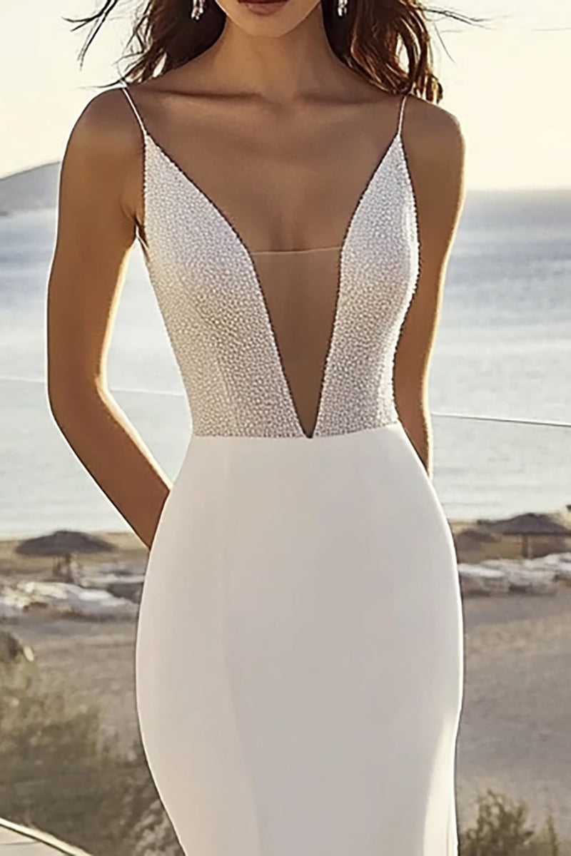 Load image into Gallery viewer, Sequin Ivory Mermaid Satin Wedding Dress