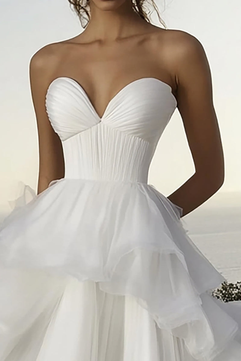 Load image into Gallery viewer, Ivory Sweetheart Ruffled Tulle Wedding Dress