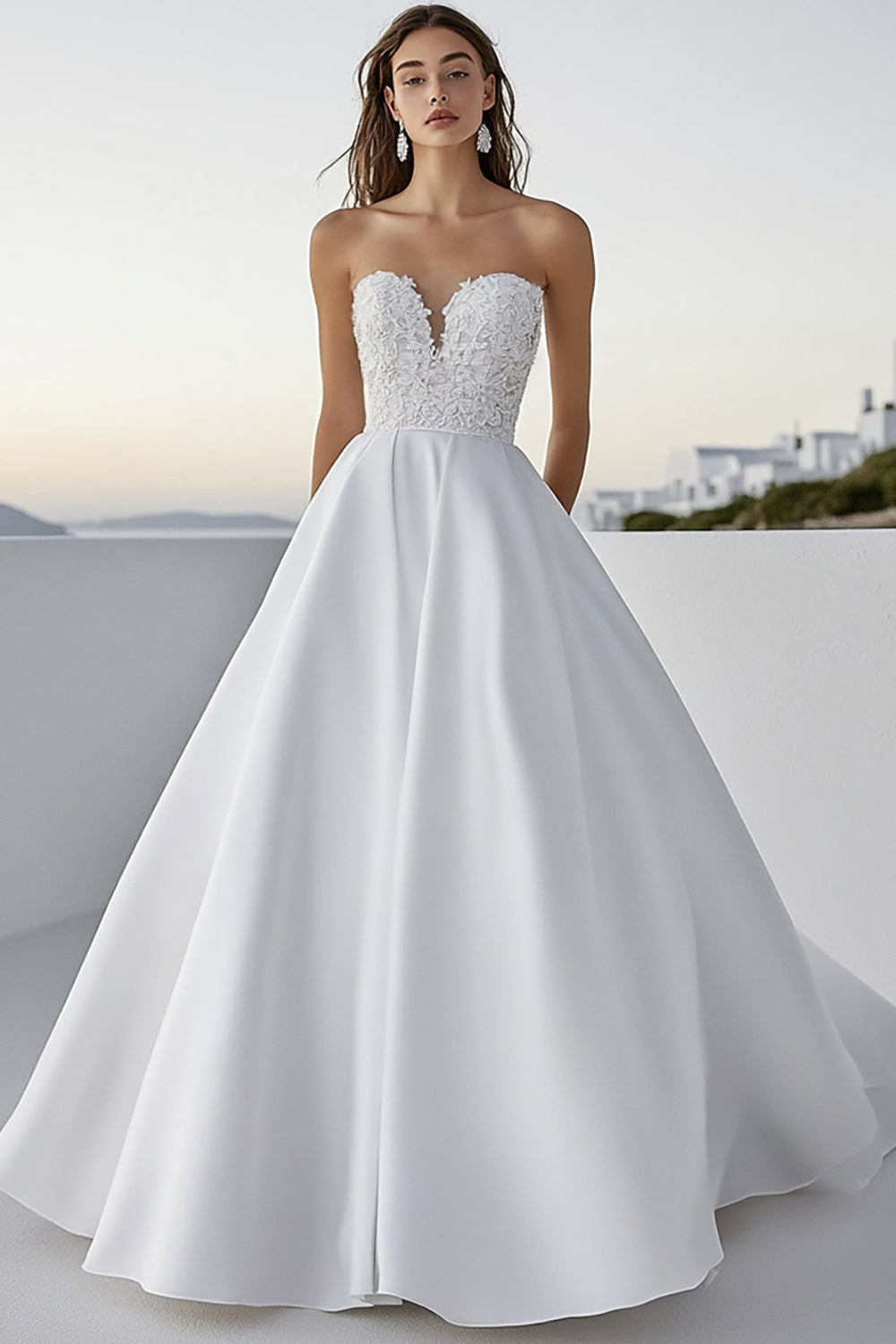Graceful Ivory Sweetheart A Line Wedding Dress with Appliques